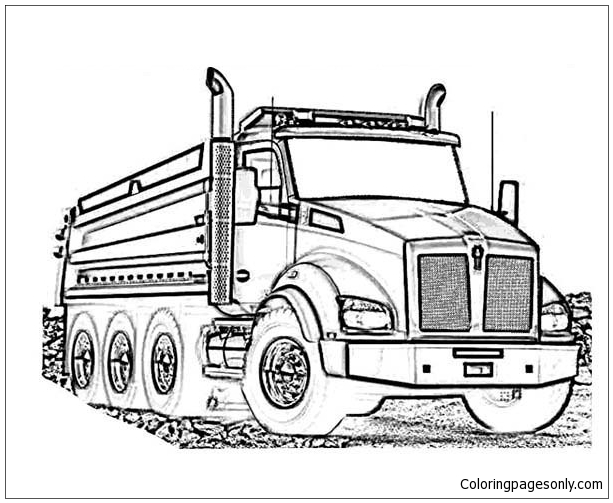 Kenworth log truck coloring page