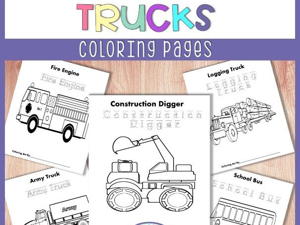 Truck coloring pages a coloring book with monster fire military trucks teaching resources