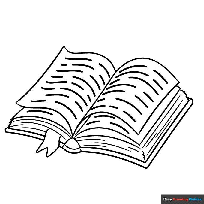 Open book coloring page easy drawing guides