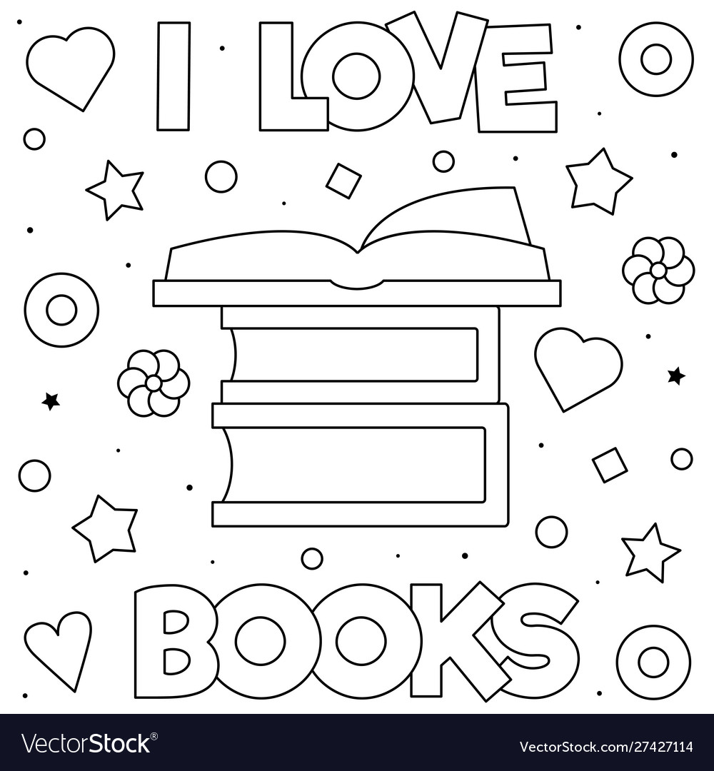 I love books coloring page black and white vector image