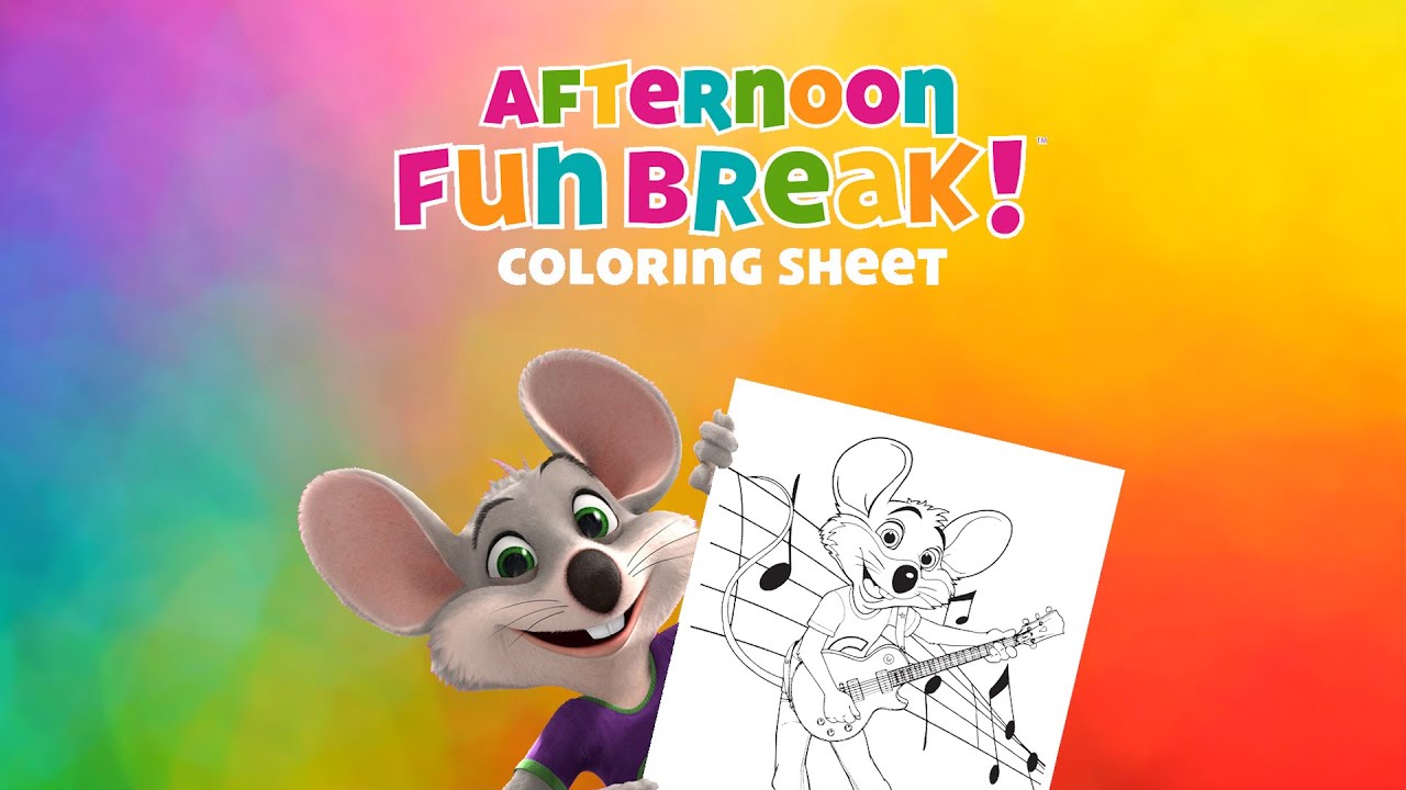 Afternoon fun break rockstar chuck e cheese coloring sheet