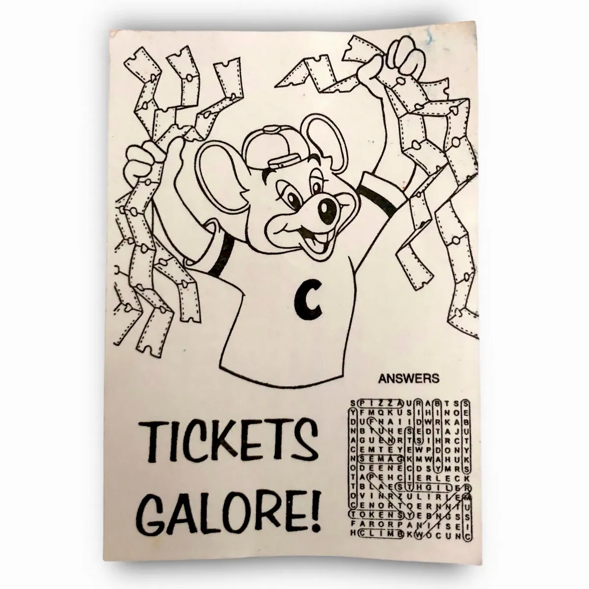 Rare s chuck e cheeses word search tickets artwork answers ðð