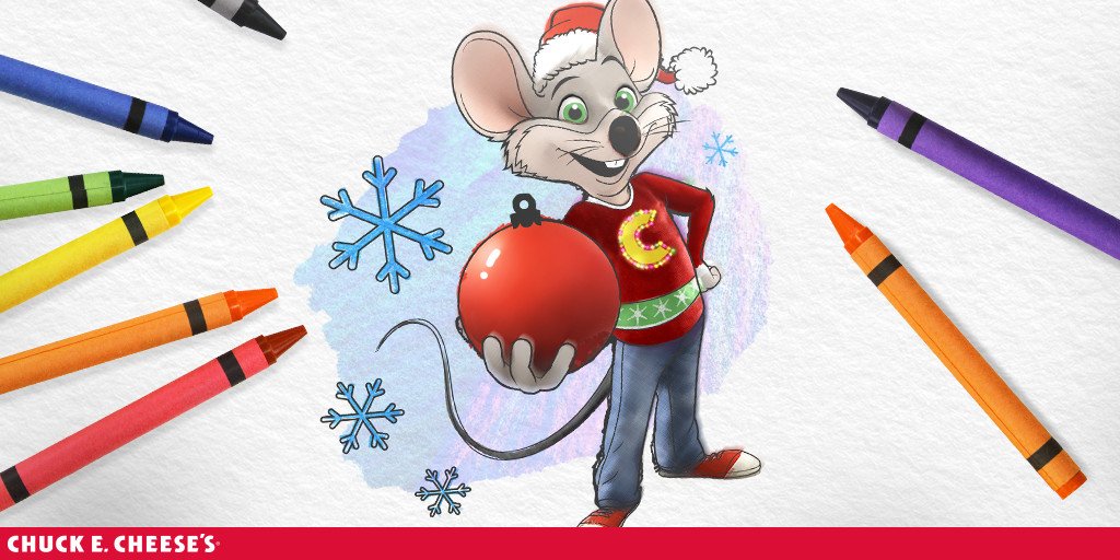 Chuck e cheese on x deck the halls with our holiday coloring sheet download from our website and bring it in for free play pass points httpstcocpffychmbc httpstcowkojjood x