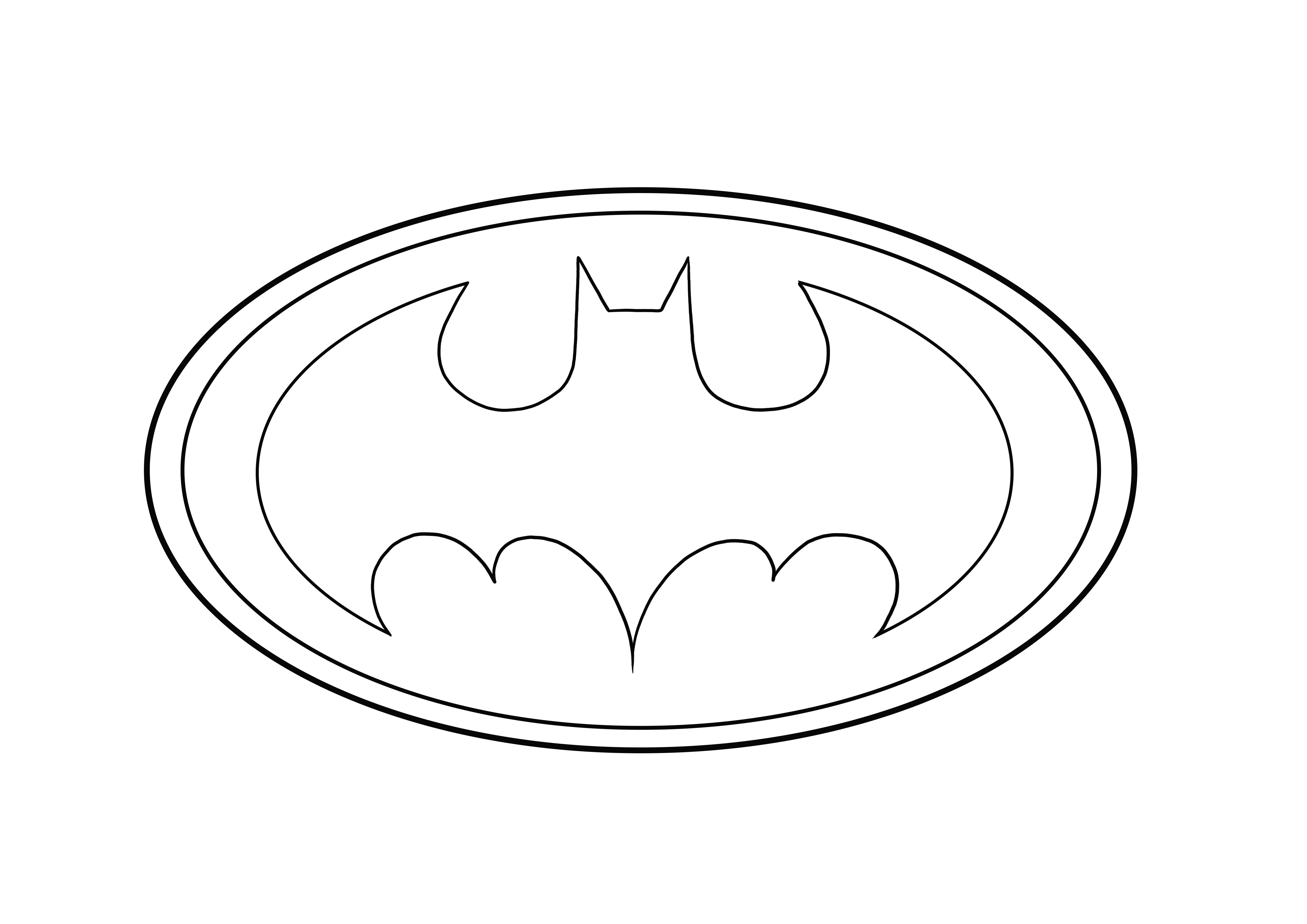 The batman logo is ready to be downloaded and colored for free