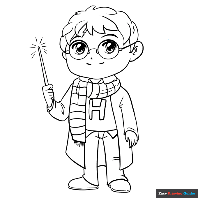 Harry potter coloring page easy drawing guides