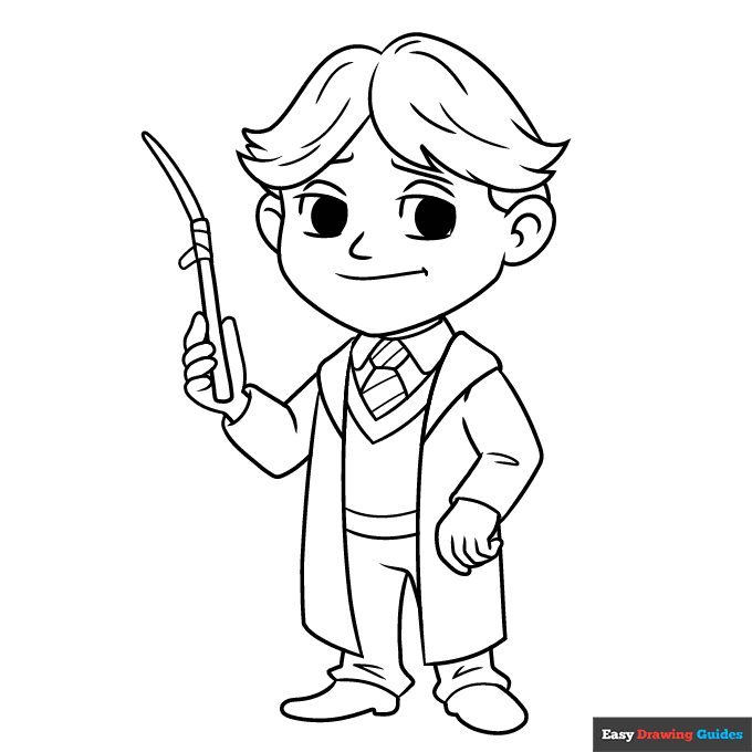 Ron weasley from harry potter coloring page easy drawing guides