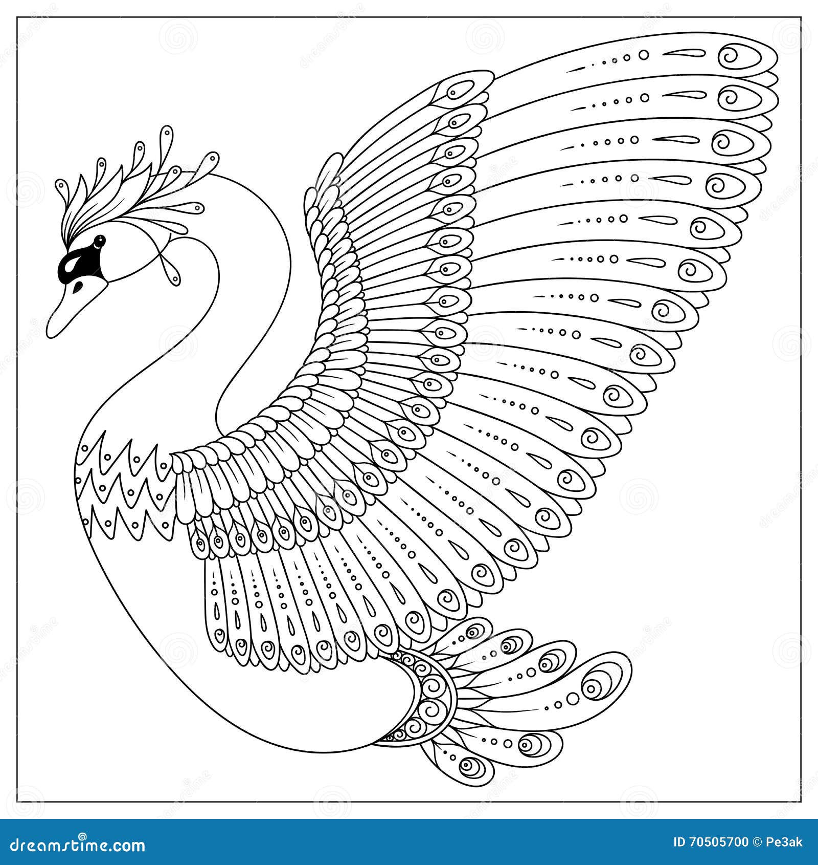 Drawing zentangle swan for coloring page stock vector