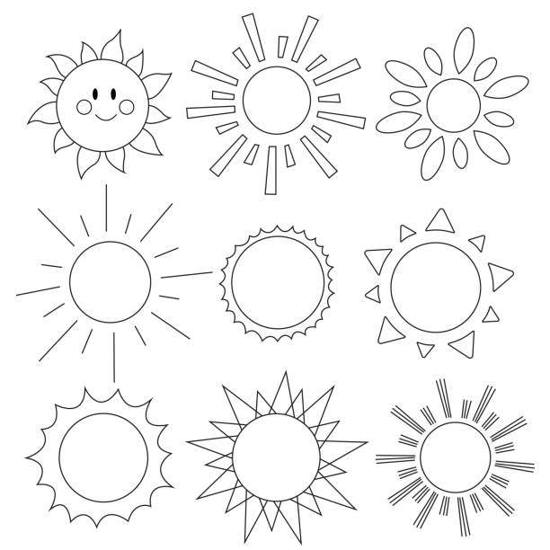 Sunshine coloring pages pictures stock illustrations royalty