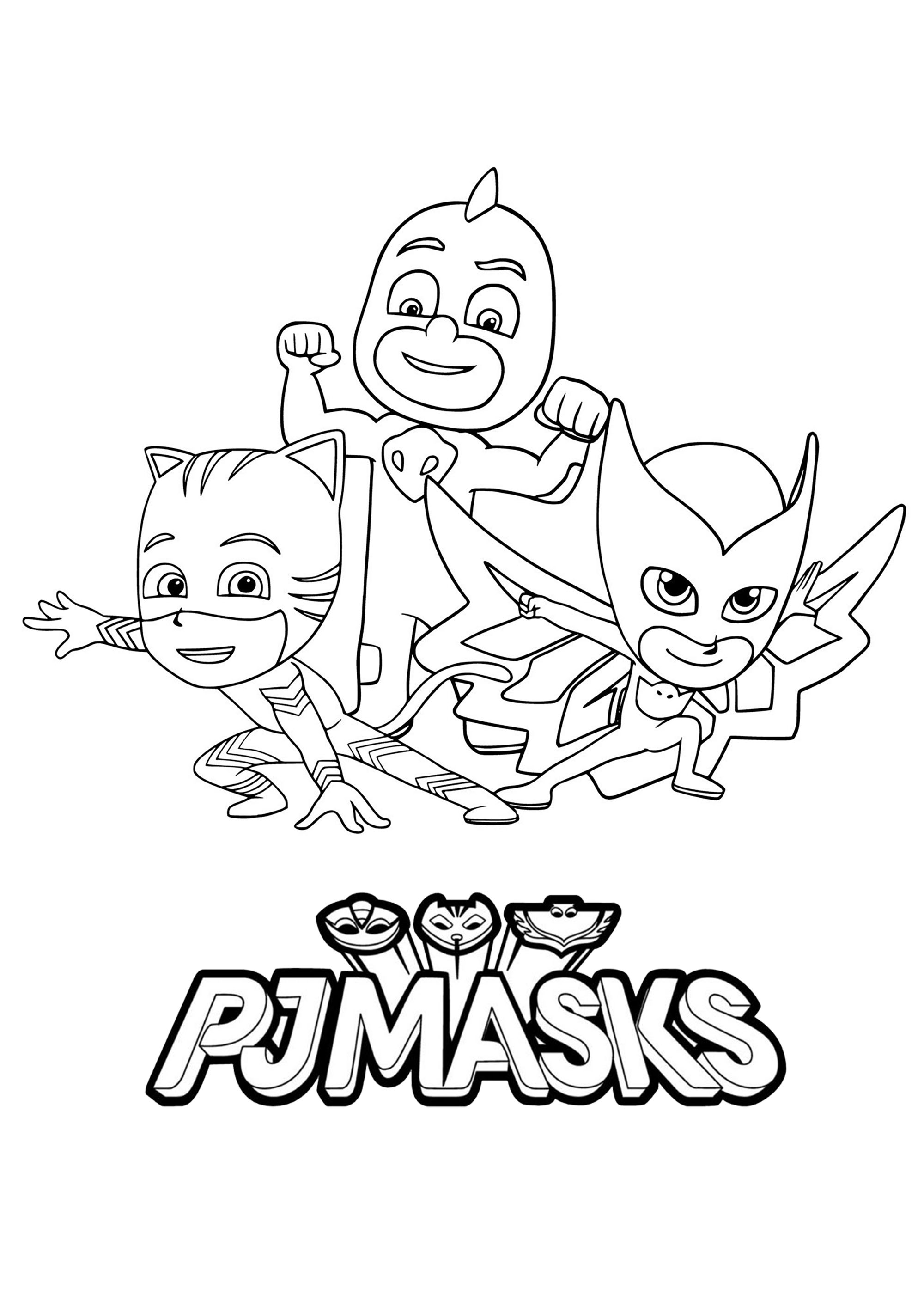 Pj masks easy coloring with logo