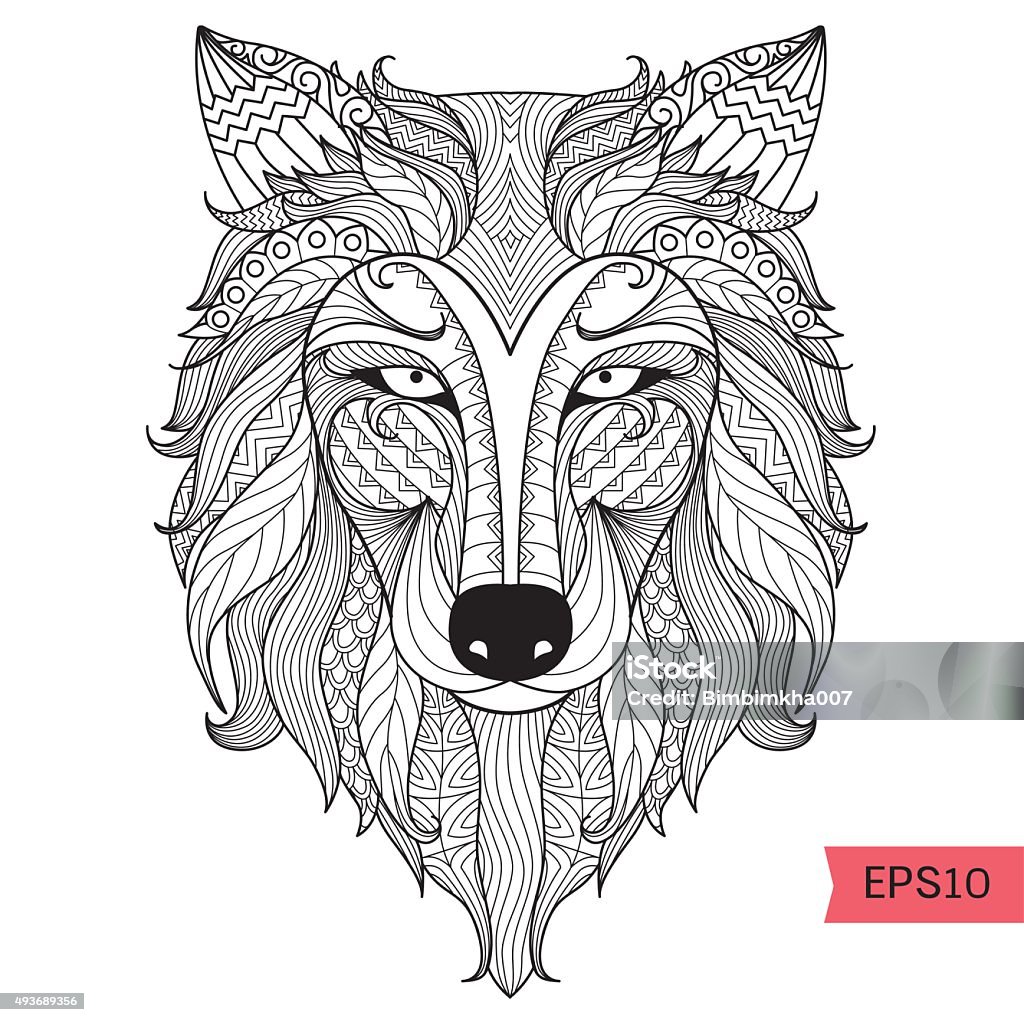 Wolf coloring page stock illustration