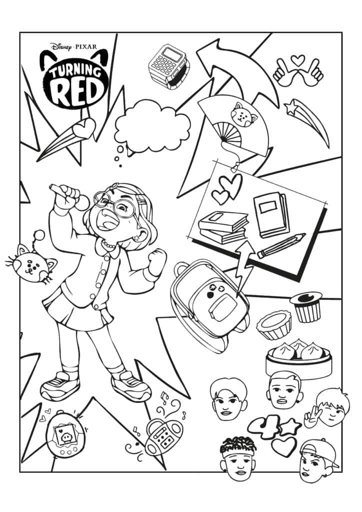 Turning red logo coloring page