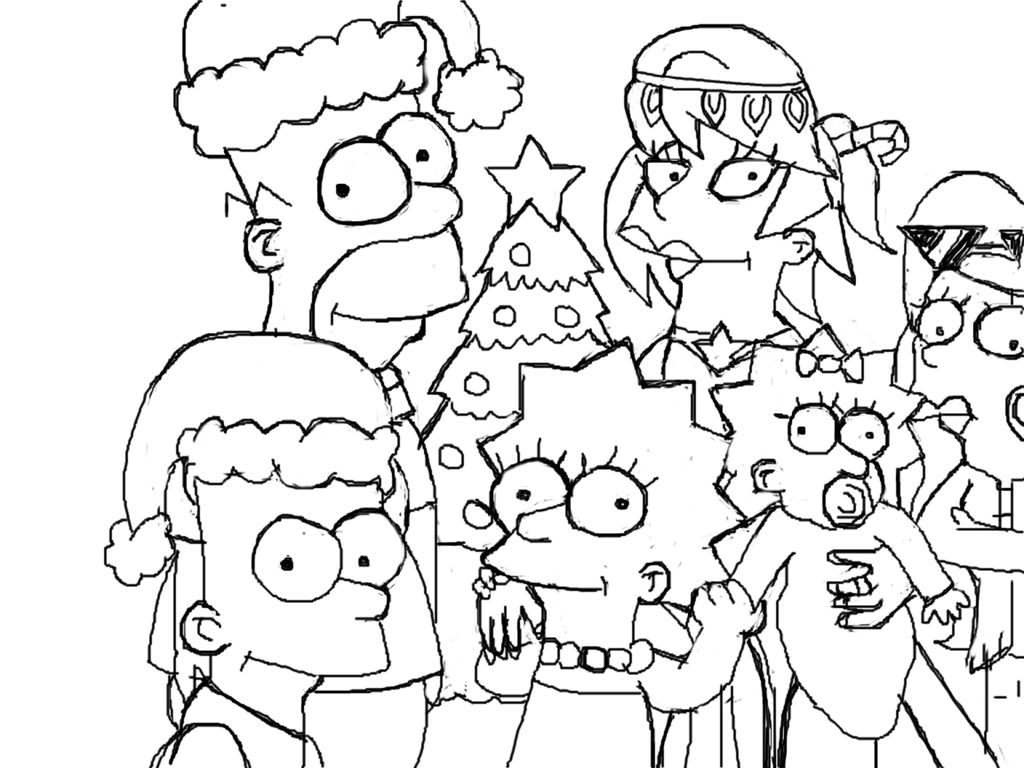 Merry christmas from the simpsons colouring page by carolinedevoe on