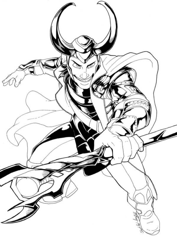 Funny loki coloring page