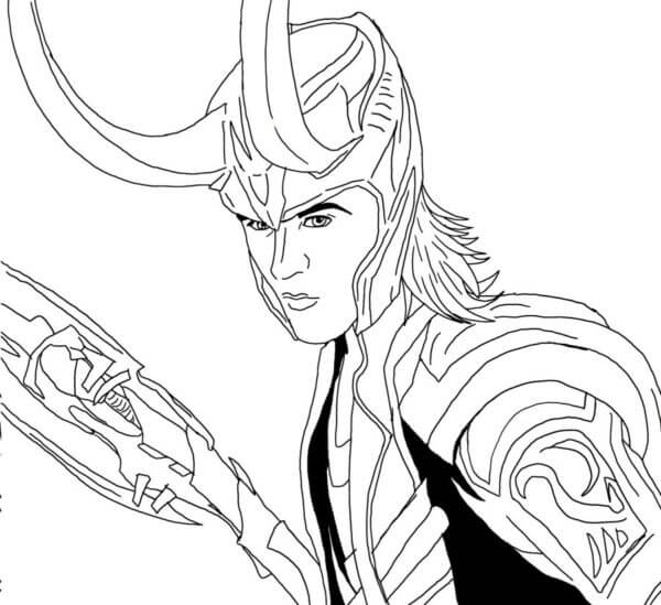 Portrait of loki coloring page