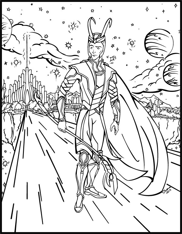 Loki coloring book page by majorwhoabutwhy on