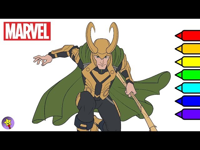 Marvel avengers coloring book loki coloring page marvel superhero coloring book page