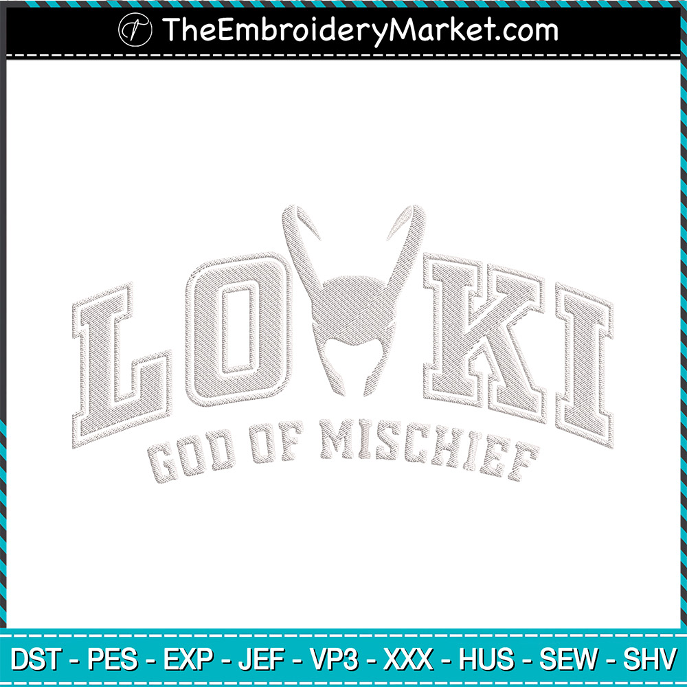 Loki god of mischief embroidery designs file avengers machine embroidery designs embroidery pes dst jef files instant download