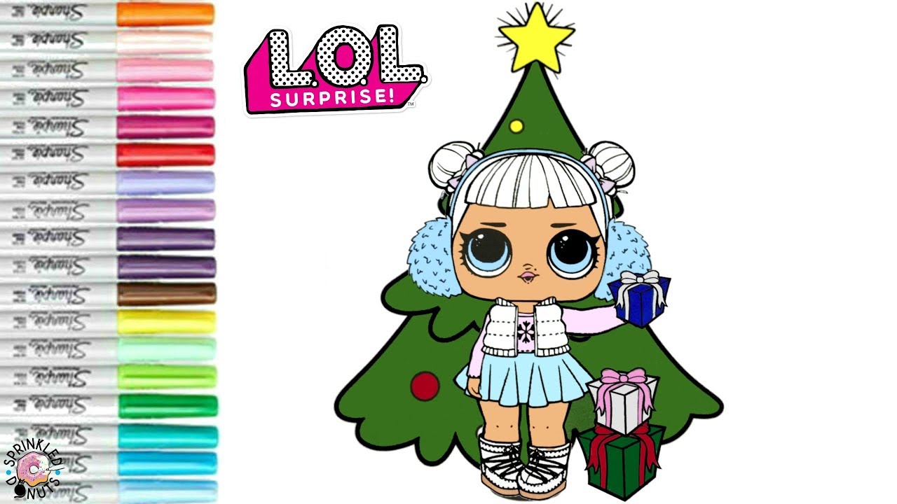 Coloring christmas lol surprise dolls snow angel holiday tree coloring book page