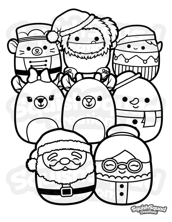 Squishmallow christmas coloring page printable squishmallow coloring page squishmallow downloadable coloring sheet coloring page for kids