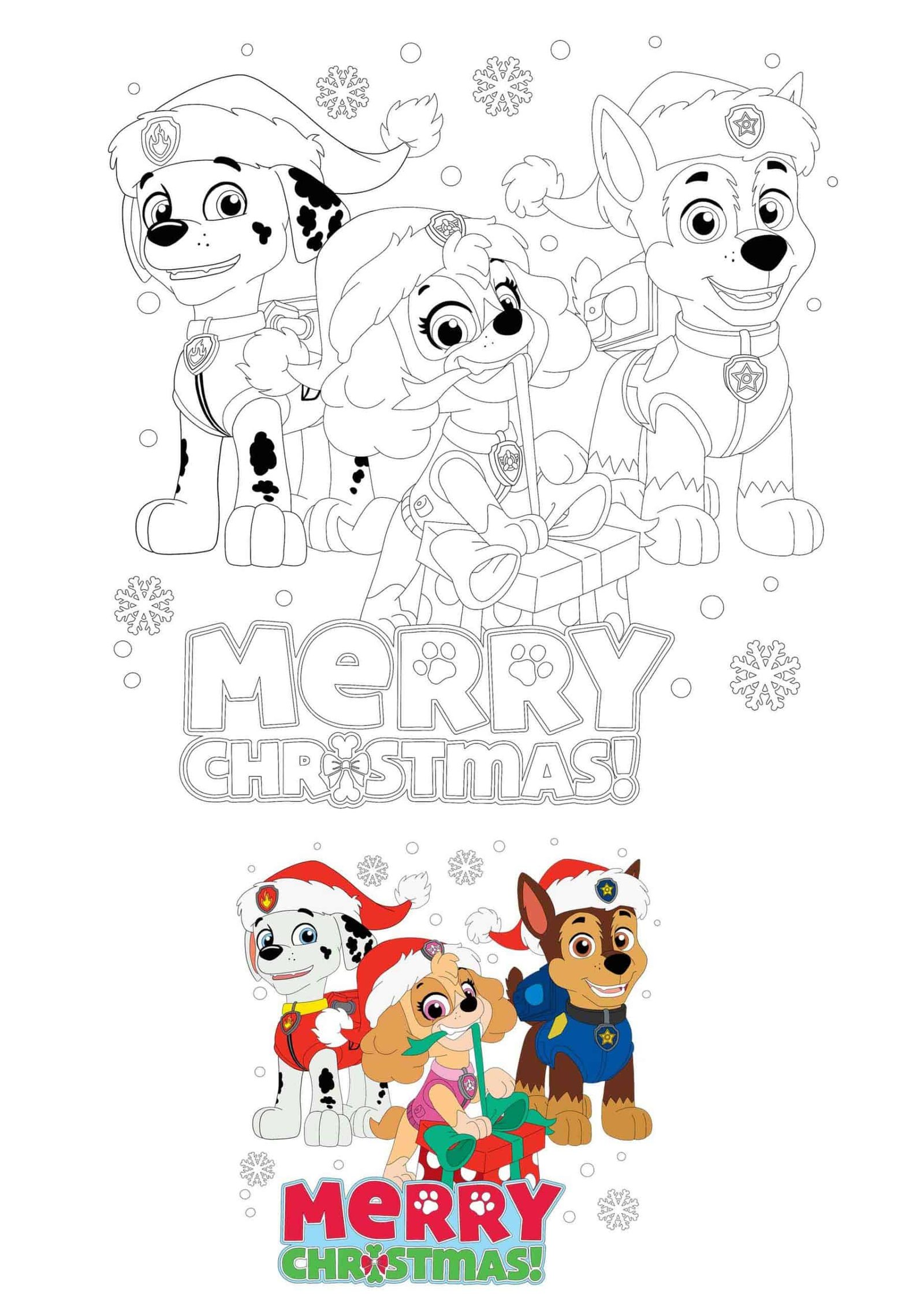 Paw patrol christmas coloring pages