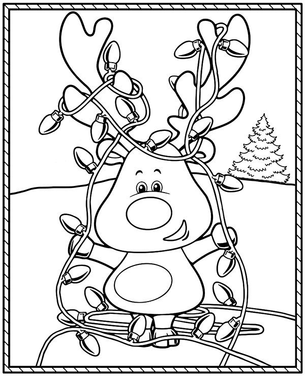 Raindeer coloring page christmas winter