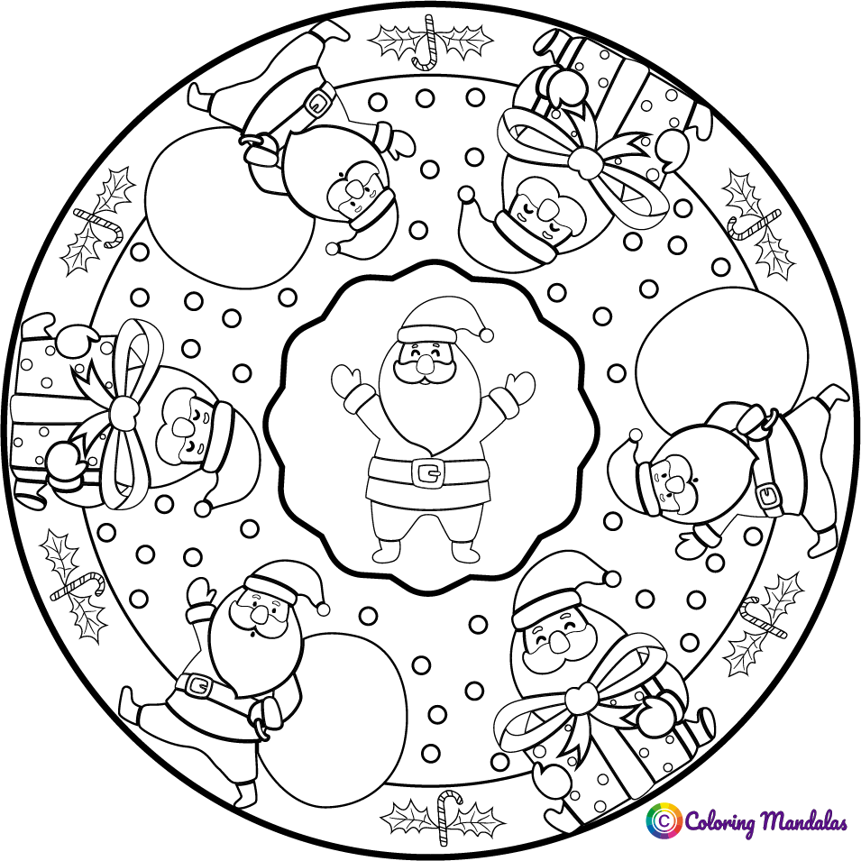 Christmas mandala coloring page