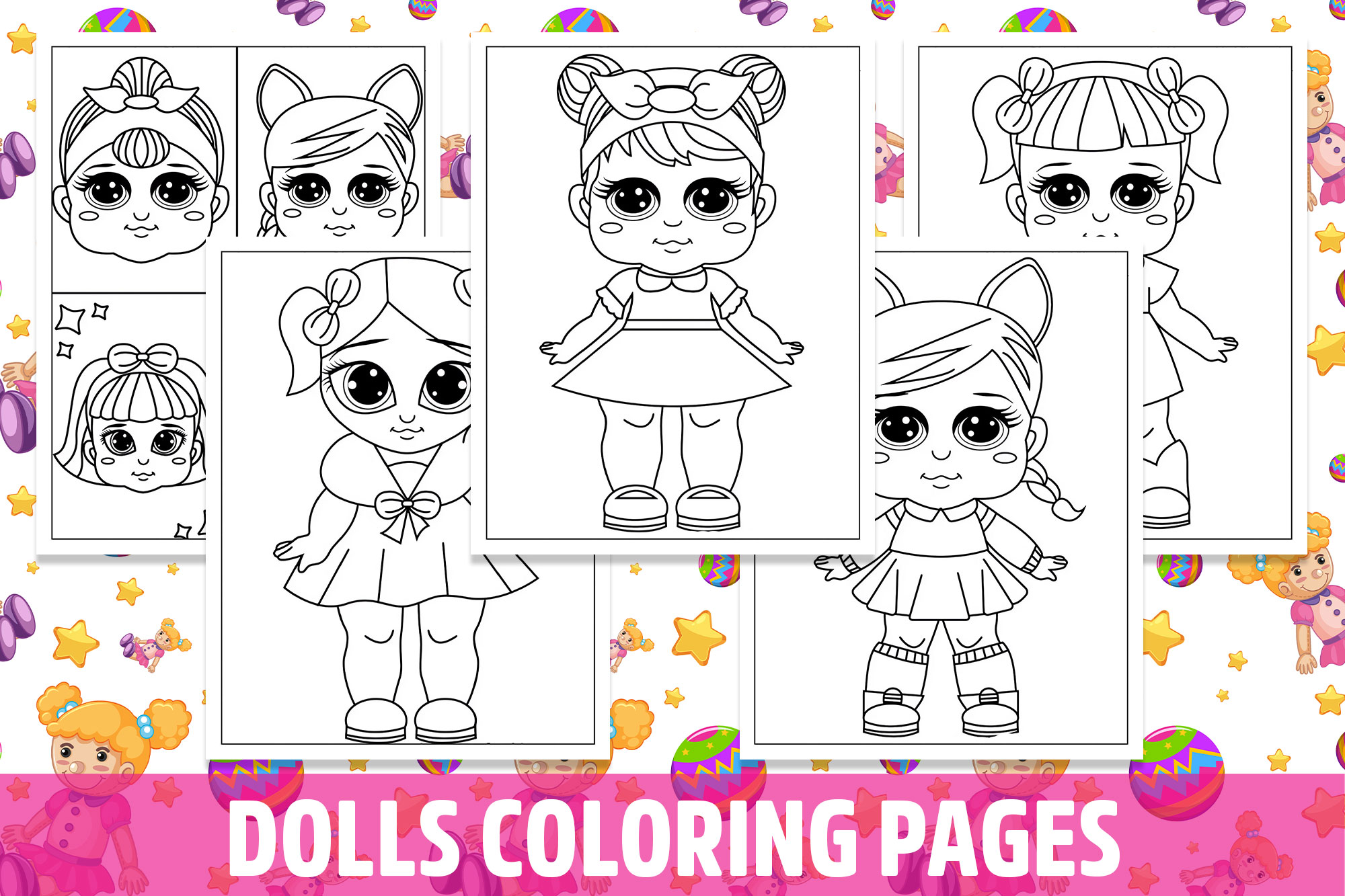 Dolls coloring pages for kids girls boys teens birthday school activity made by teachers