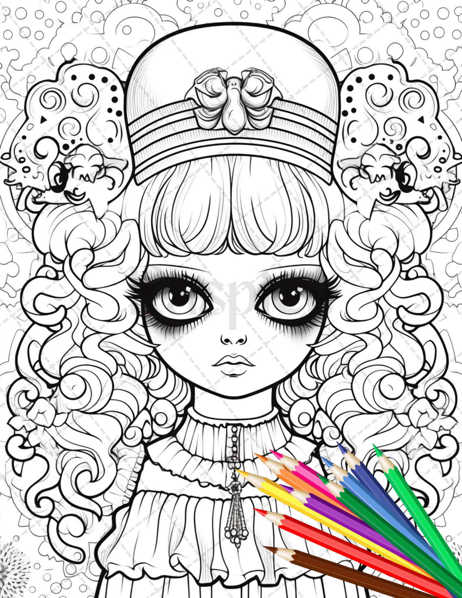 Creepy kawaii pastel goth coloring pages printable for adults gray â coloring