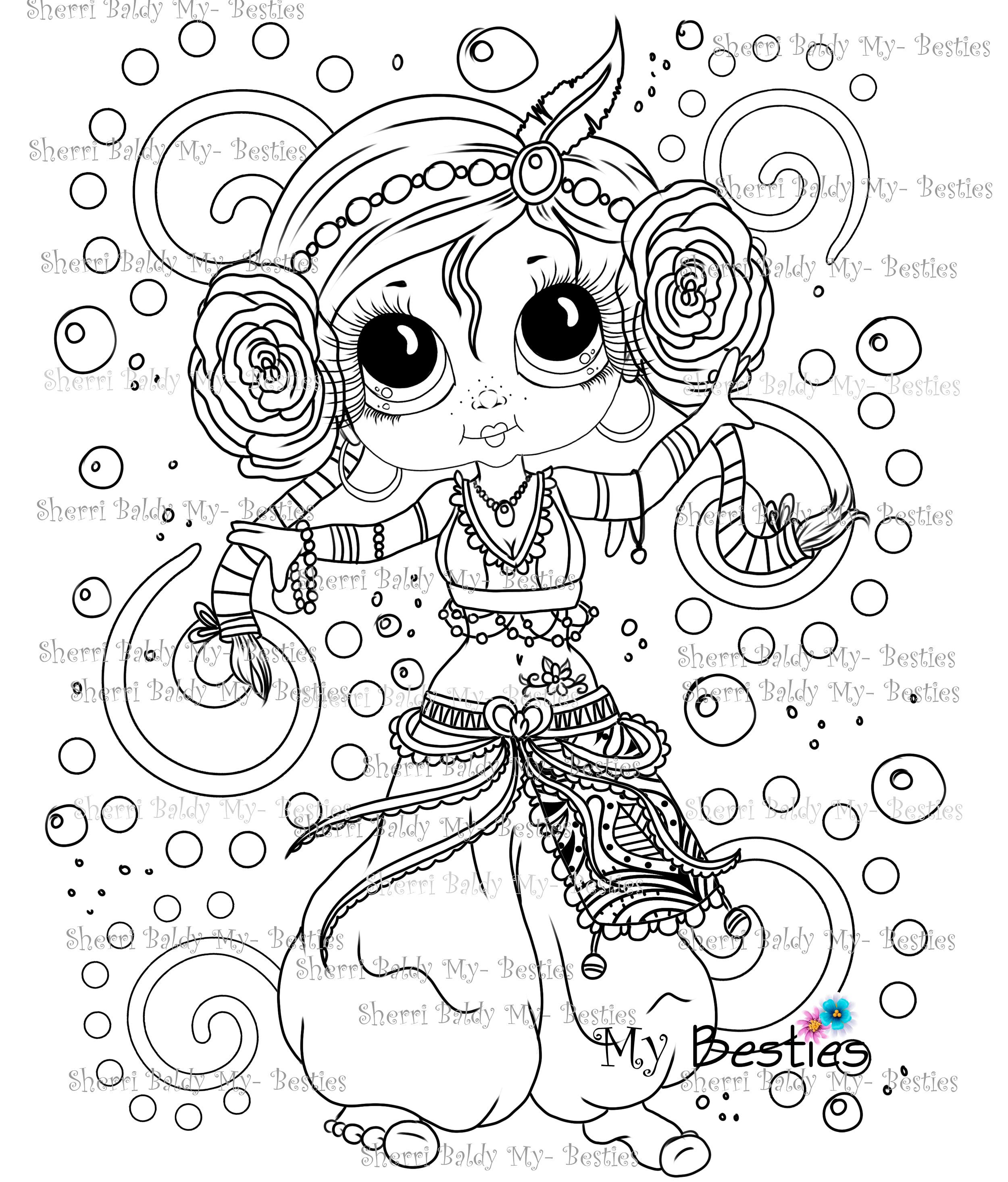 Instant download sherri baldy my bestie lil gypsys doll img digi stamp coloring page