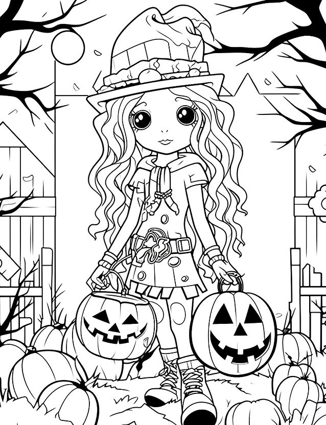 Halloween coloring pages lets color in