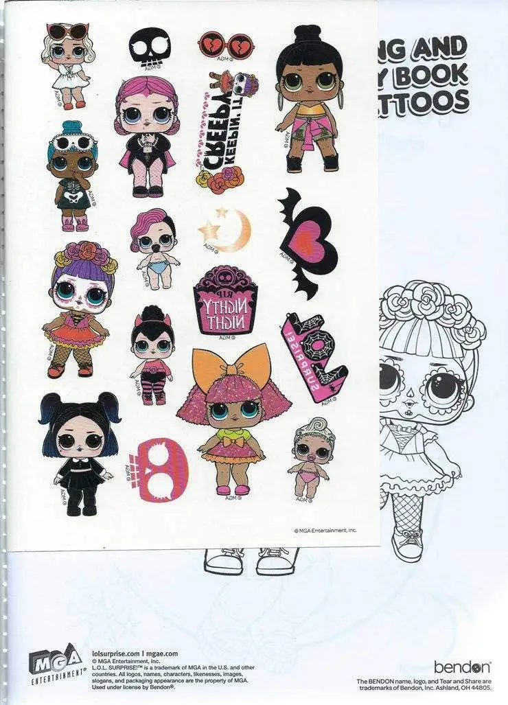 Lol spooky squad halloween coloring book with tattoos children girls kids