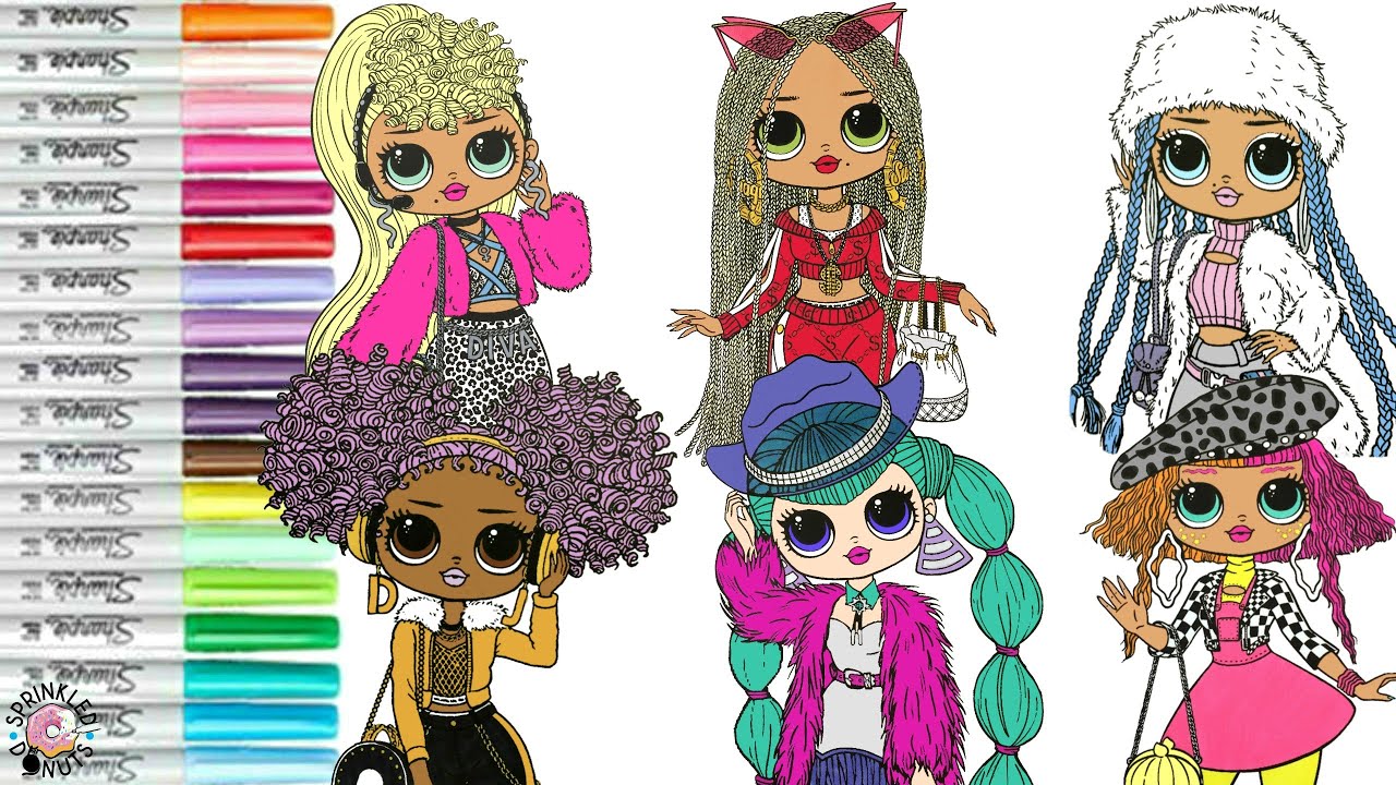 Lol surprise og coloring book copilation swag neonlicious lady diva cosic nova snowlicious k dj