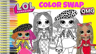 Lol surprise omg dolls coloring book color swap neonlicious and swag lol surprise makeover