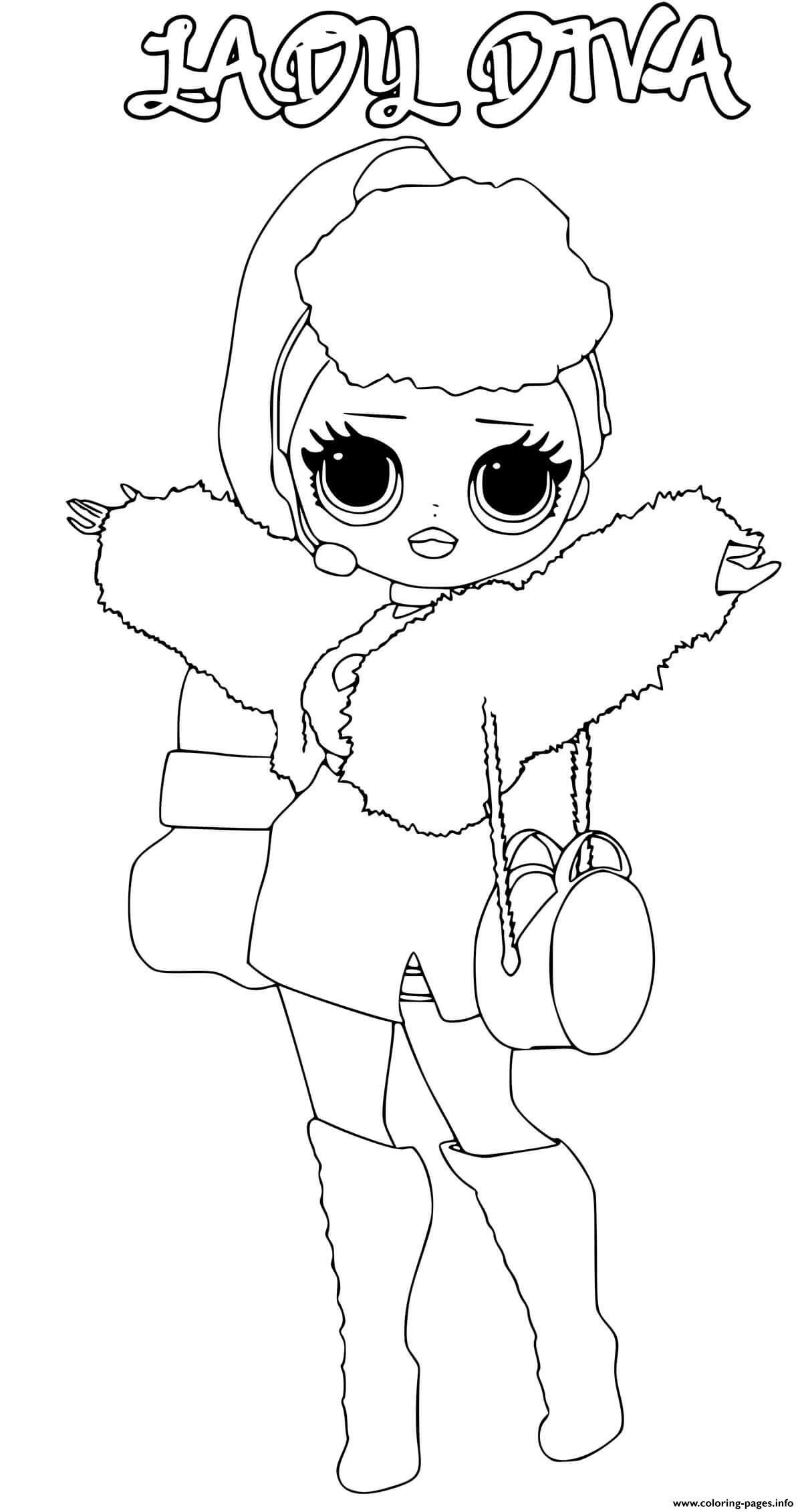 Lady diva lol omg coloring page printable