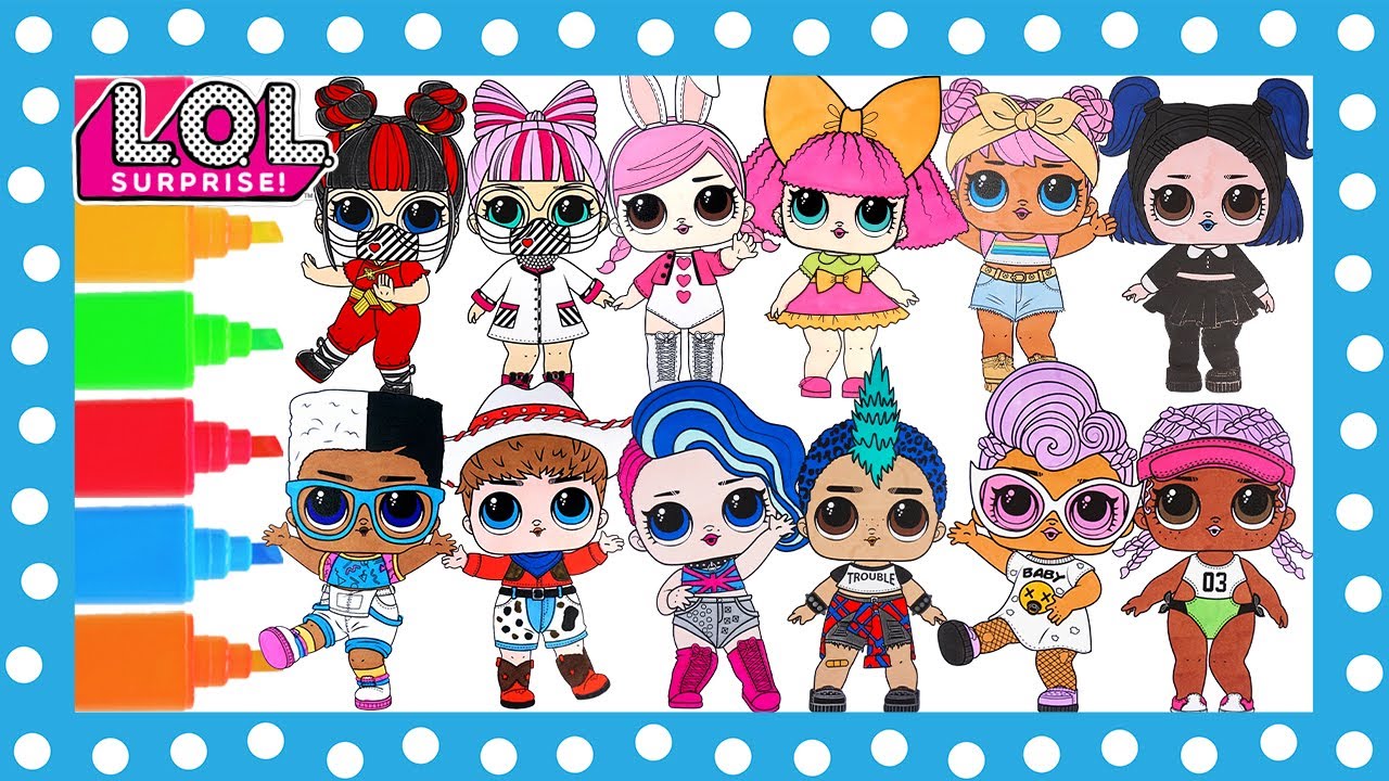 Lol surprise dolls coloring book pages copilation winter disco tots lol dolls happily snowball