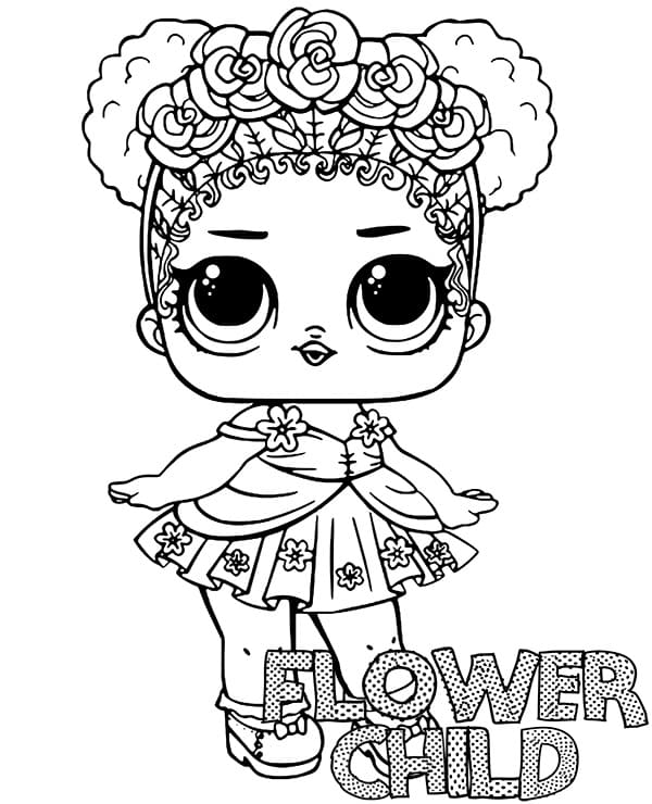 Flower child lol surprise doll coloring page