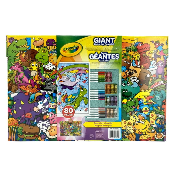 Crayola giant colouring page set with storage se markers and crayons pieces