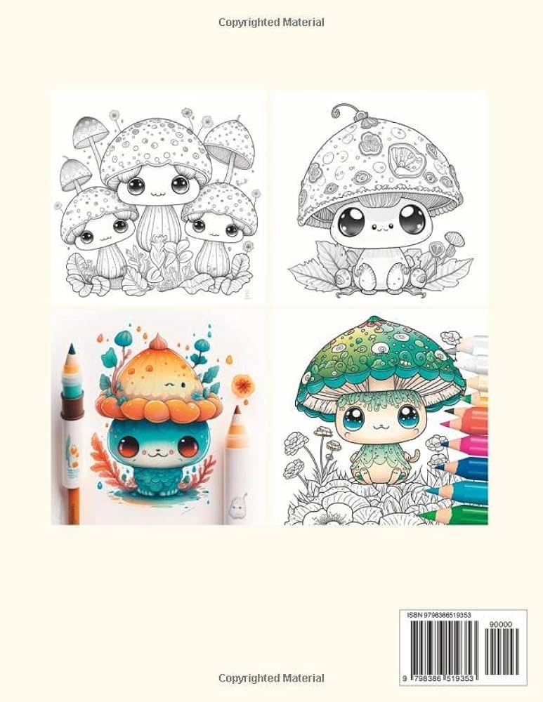 Adorable creepy mushrooms a cute coloring book with mushroom monsters relaxation and fun for adults teens and kids cute little critters moody venus books