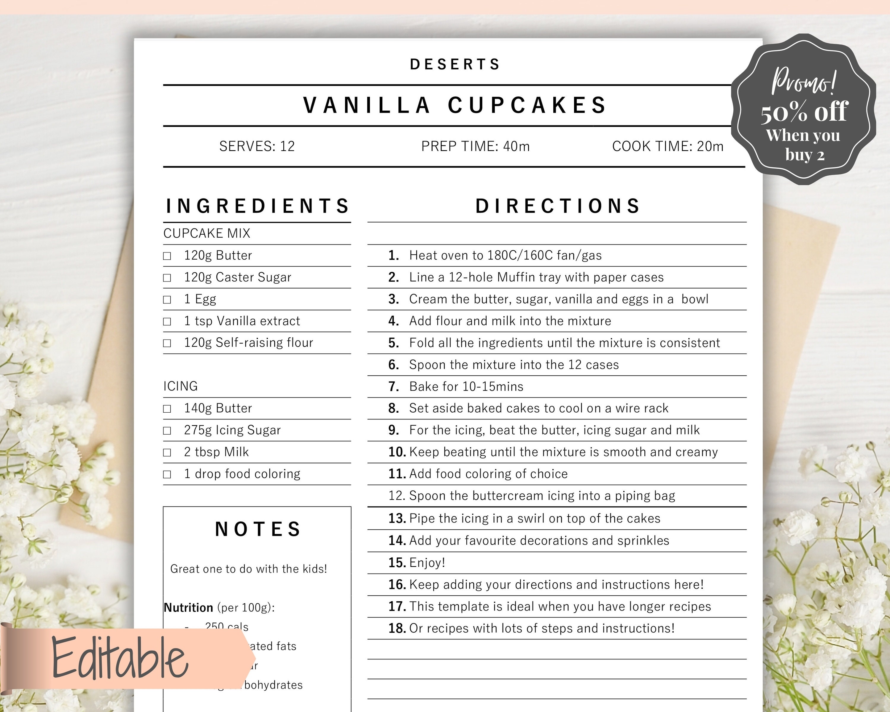 Recipe book template editable recipe sheet template recipe cards minimal recipe binder x printable farmhouse food planner journal