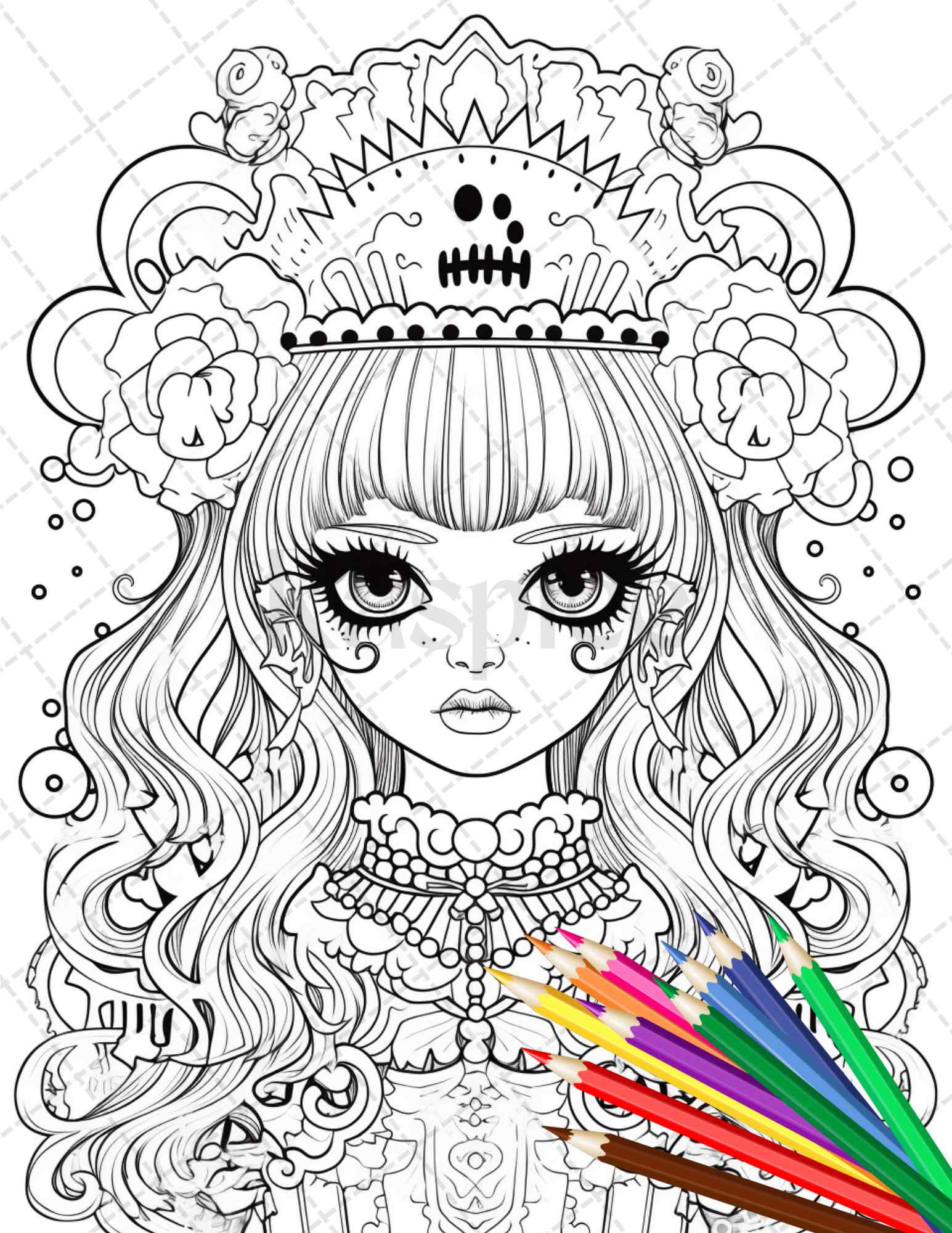 Creepy kawaii pastel goth coloring pages printable for adults gray â coloring