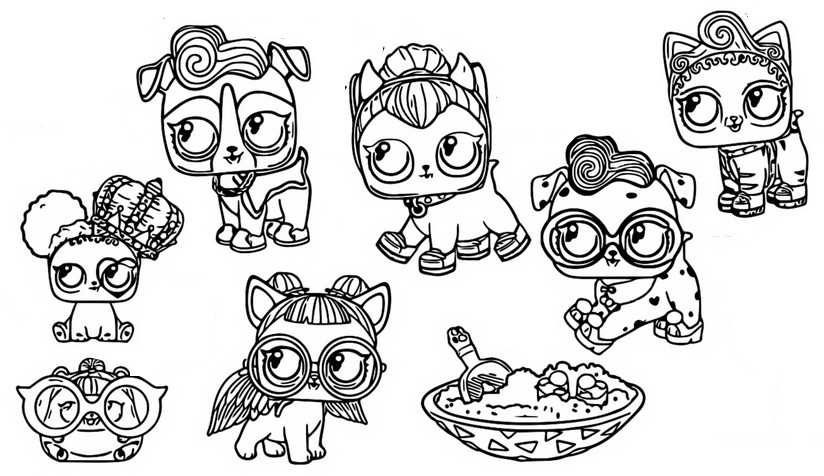 Coloring page lol surprise doll fuzzy pets