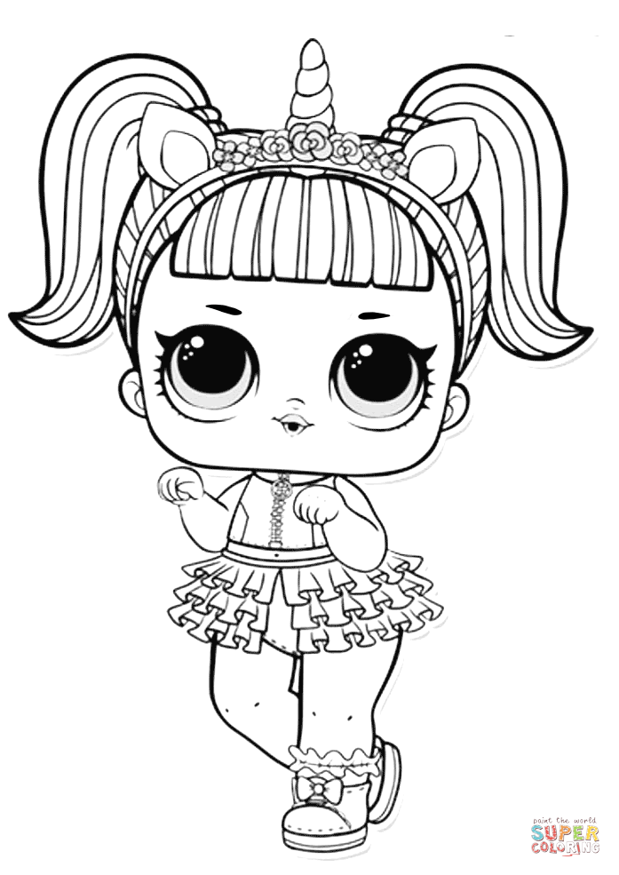 Lol surprise doll unicorn coloring page free printable coloring pages