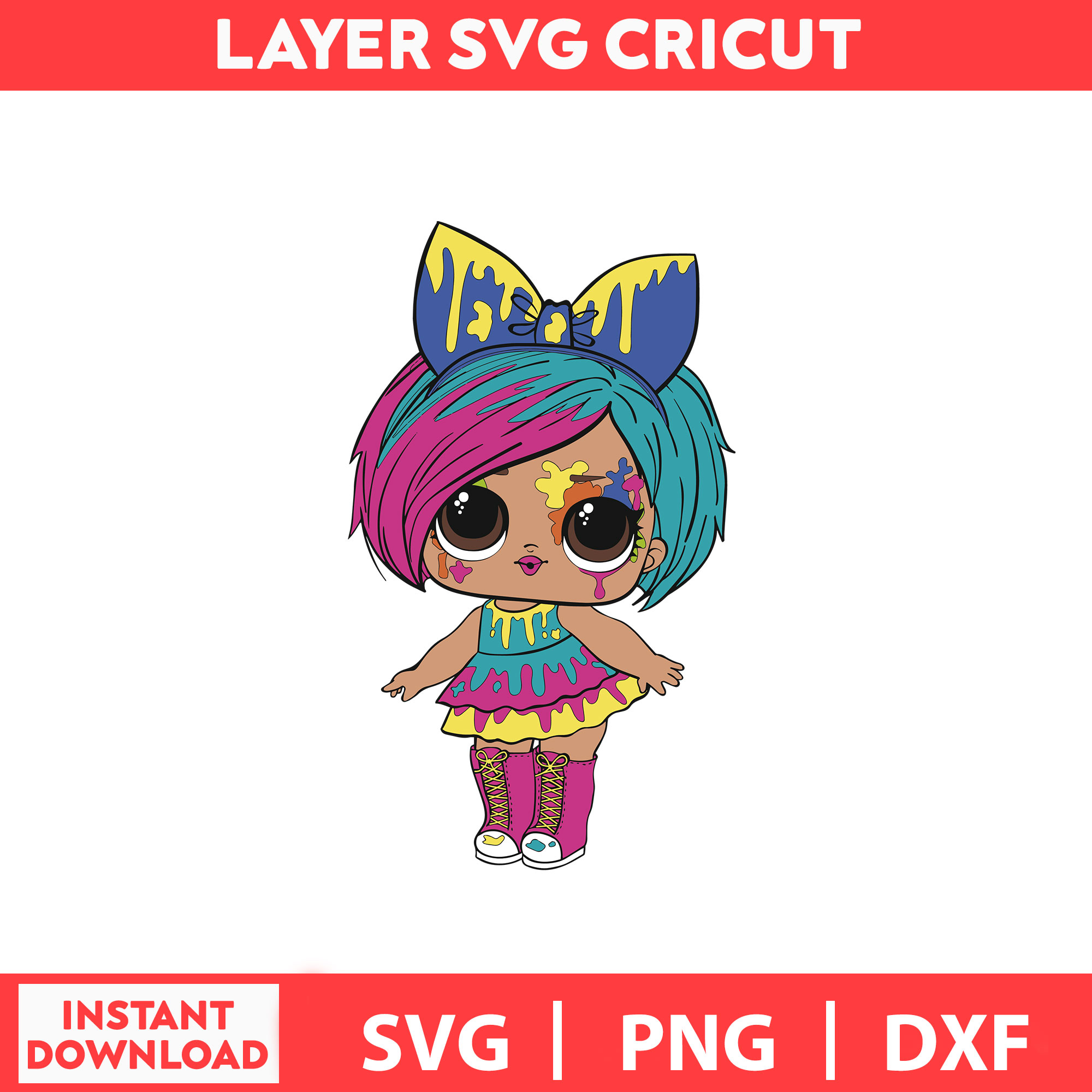 Splatters lol surprise doll of the lol svg png dxf digita