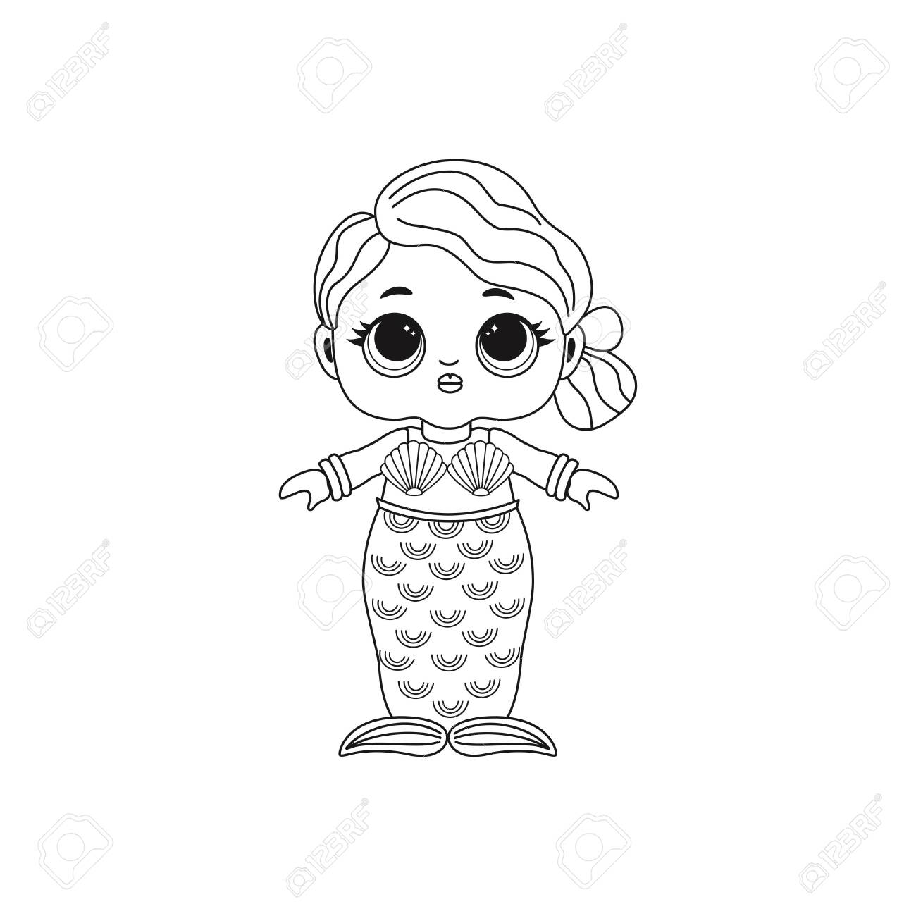 Cute lol doll coloring book for kids black and white vector illustration design for baby girl t