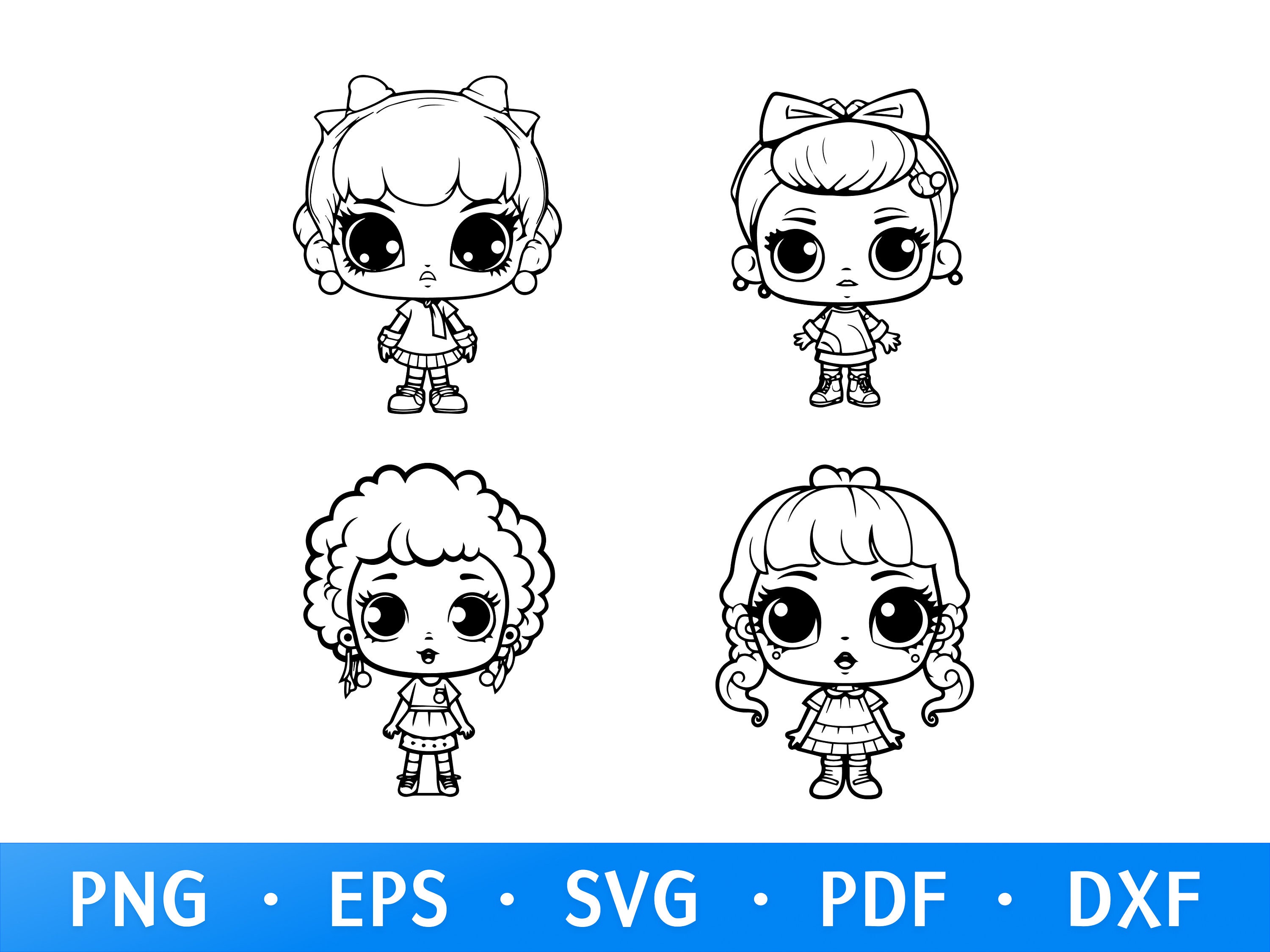 Little baby dolls svg detailed doll silhouettes for diy projects