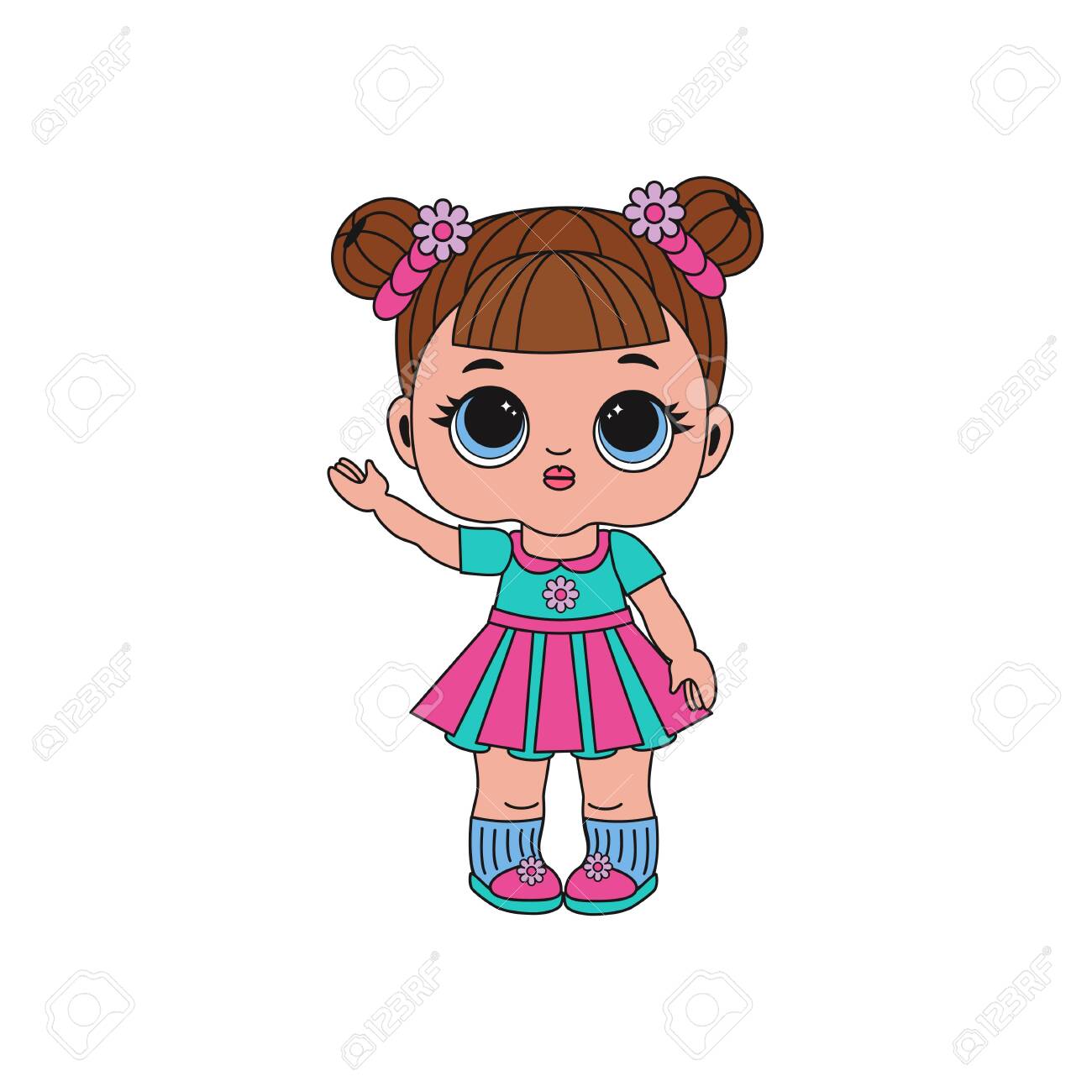 Cute lol doll coloring book for kids color vector illustration design for baby girl t