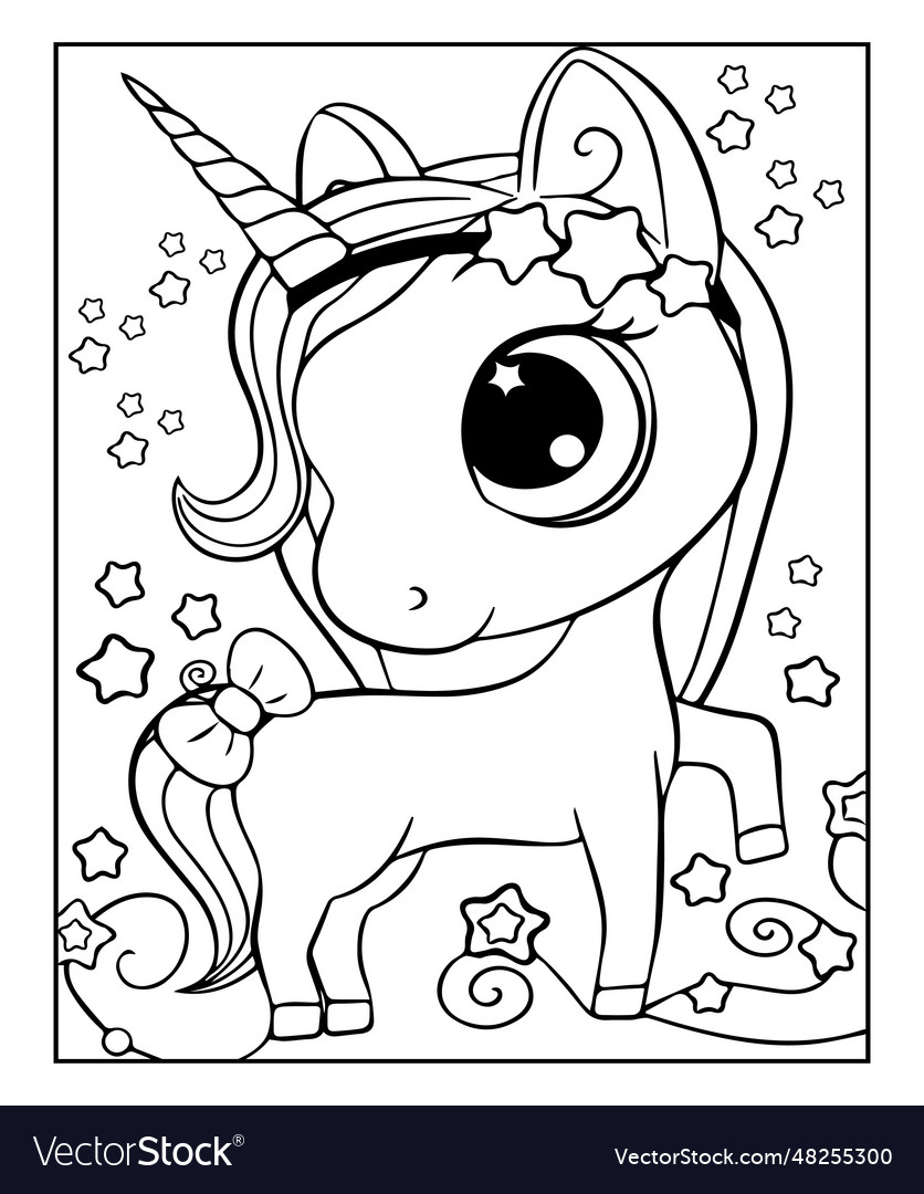 Unicorn coloring pages royalty free vector image