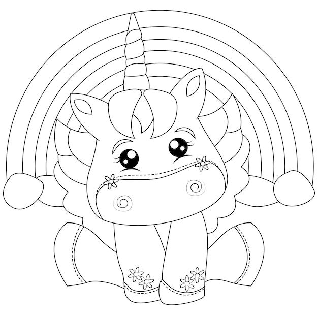 Premium vector unicorn coloring page for kids lol para colorir pet