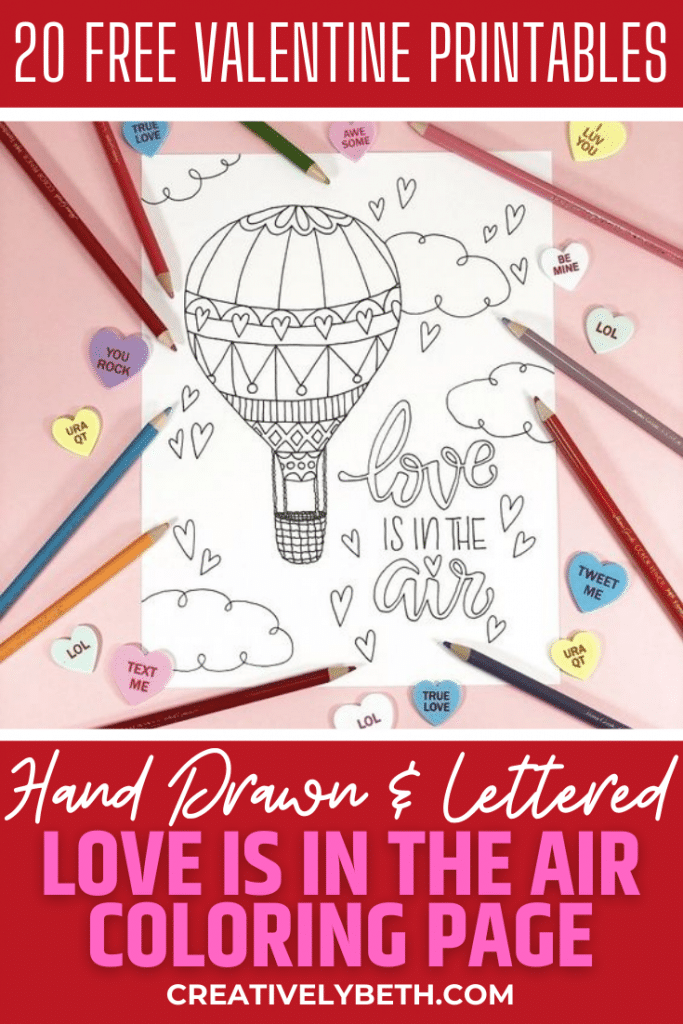 Love is in the air coloring page free valentine printable