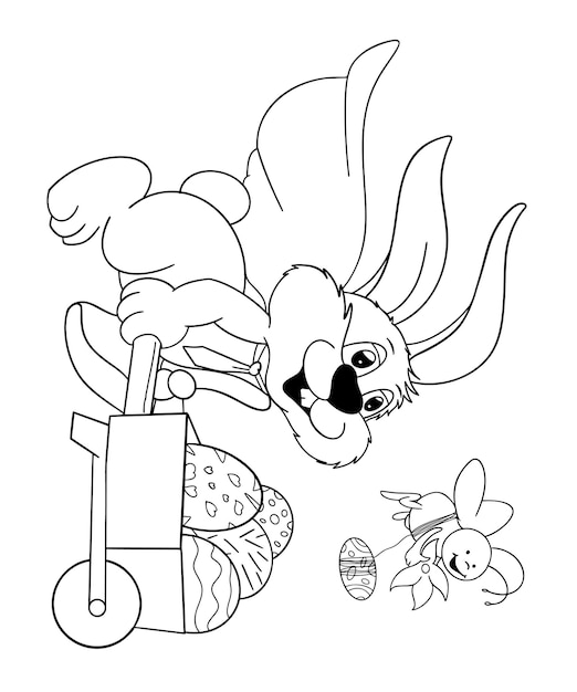 Premium vector easter rabbit coloring page